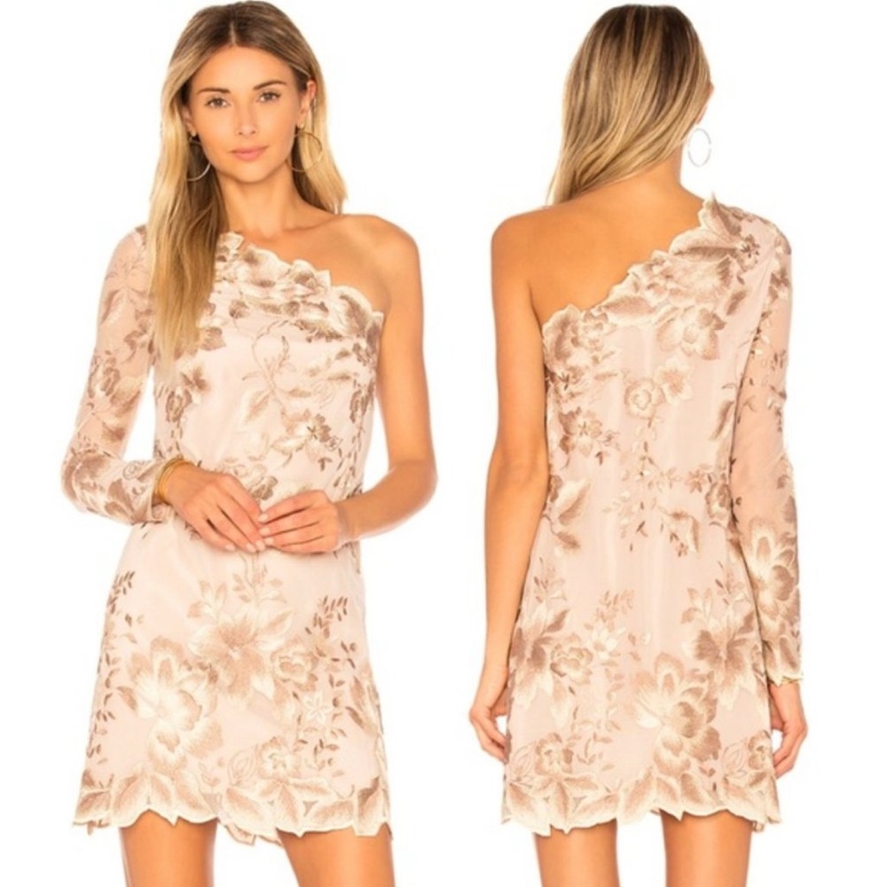 Free People Rosalie Floral Embroidered One Shoulder Dress Size 2